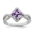 thumbnail image 4 of 925 Sterling Silver Rhodium-plated Diamond and Amethyst Ring Size 7, 4 of 6