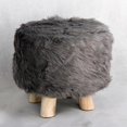 thumbnail image 4 of EIMELI Housse de Tabouret Rond Rembourrée Pouf Fourrure Fournitures Maison Gris, 4 of 6