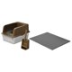 thumbnail image 4 of Caja de arena de acero inoxidable, caja de arena, caja de arena de lado alto, bandeja de arena para mascotas con parte abierta café, 4 of 9