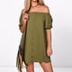 thumbnail image 1 of Mini vestido de mujer, vestido de fiesta suelto de manga corta Eccomum Verde militar S, 1 of 7