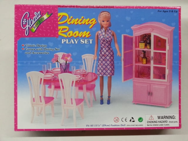 NEW GLORIA DOLLHOUSE FURNITURE DRINKING BAR STAND+Stools+Wine Glasses+Hutch SET