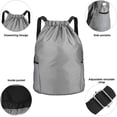 thumbnail image 3 of Mistayd Drawstring Gym Bag. Gym Sack. Drawstring Backpack. Unisex PE Bags Drawstring with Outside Zipper. Sport Gym Sack Bring Two Side Pockets. Large Drawstring Bag, 3 of 5