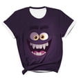 thumbnail image 3 of Tops de Ajuste Suelto para las Mujeres Sudadera Casual Impresa Manga Corta Cuello Redondo Superior, Poliéster, 3 of 8