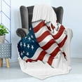 thumbnail image 4 of American Soft Flannel Fleece Throw Blanket, Patriotic Image with Waving United States Flag Stars and Stripes, Cozy Plush for Indoor and Outdoor Use, 50" x 60", Navy Blue Vermilion, by Ambesonne, 4 of 5