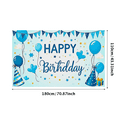 thumbnail image 3 of Blue Themed Happy Birthday Banner with Balloons Stars and Party Hats Background Decoration for Birthday Party Photography Props Party Supplies Decorations, 3 of 8