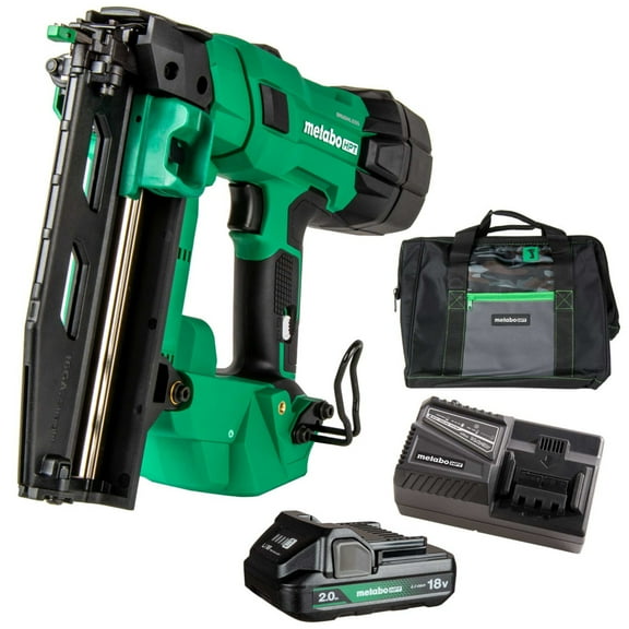 Metabo HPT 18V MultiVolt Brushless Pro 16-GA Straight Finish Nailer Kit, 16 Gauge Finish Nailer, Power Tool with 2.0Ah Lithium Ion Battery, 1" to 2-1/2" Nails, Powerful Brushless Motor, NT1865DSA