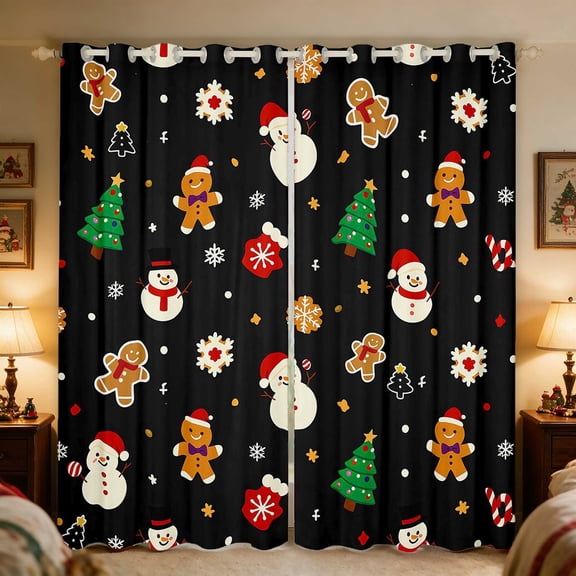 Manfei Santa Blackout Curtains Holiday Window Curtains Pack of 2 (38x45 Each)