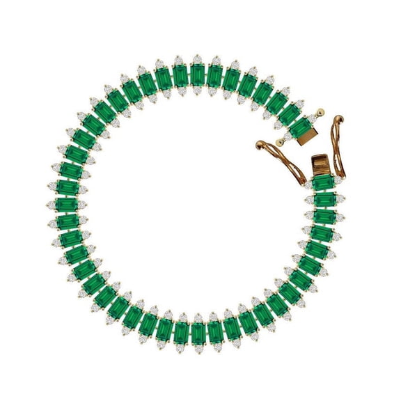 925 Lab Emerald With white Topaz Tennis Bracelet,Lab Emerald Bracelet, silver ProngSet Emerald Tennis Bracelet,Emerald Layering Bracelet for