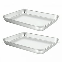 ACDANC Toaster Oven Pans Set of 2,Stainless Steel Toaster Oven Tray Rectangle Size 9 x 7 x 1",Rust Free&Deep Edge,Thick&Sturdy,Easy Clean&Dishwasher Safe