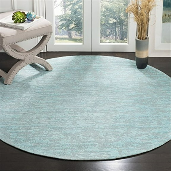 SAFAVIEH Marbella Calla Geometric Area Rug, Blue/Turquoise, 6' x 6' Round