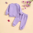 thumbnail image 4 of Atogsazn Toddler Long Sleeve Sweatshirt and Trousers Outfit Clearance Toddler Kids Boys Girls Fashion Cute Solid Color Long Sleeve Pocket Hooded Sweatpants Suit 2-3 Years Purple, 4 of 9