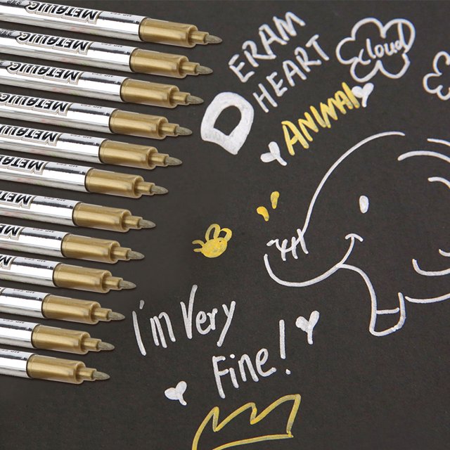 12Pcs Permanent Marker Pens For Writing, Drawing, Scrapbook Quick Drying Ink, Tips, Ergonomic Design