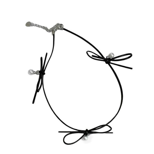 Sweet Bowknot Necklace with Pearls for Women and Girls Elegant Clavicle Chain Aesthetic Jewelry Gifts Daily Use Silver