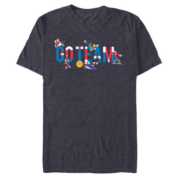 Disney Mickey & Friends Summer Athletic Sports Games Go Team- Short Sleeve Blended T-Shirt for Adults - Customized-Navy Heather