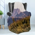 thumbnail image 4 of Saguaro Soft Flannel Fleece Blanket, Arizona Desert Landscape with Cactus Mountain in Spring Evening Wilderness Picture, Cozy Plush for Indoor and Outdoor Use, 50" x 60", Brown Green, by Ambesonne, 4 of 5