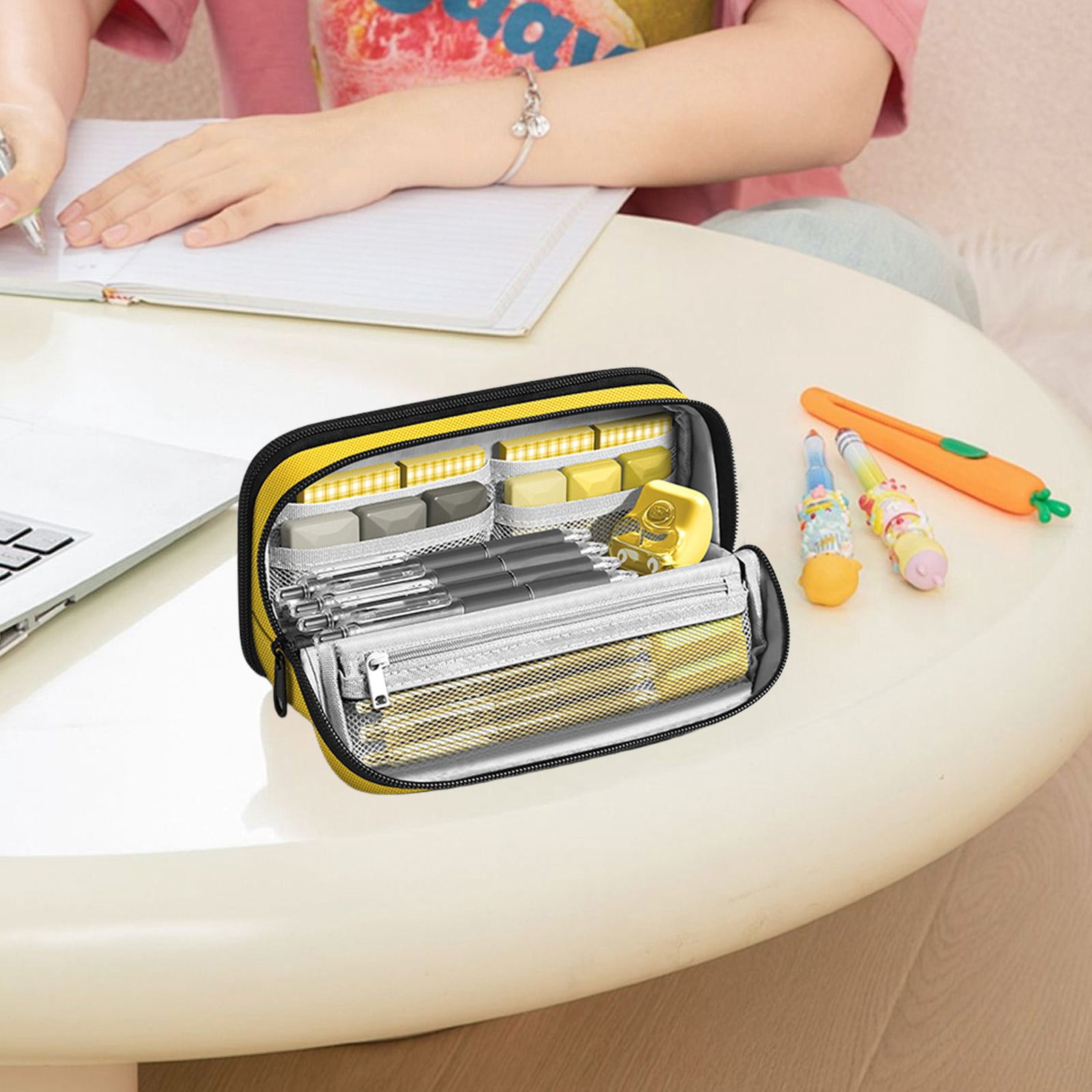 Cute Pen Case Zippered Pencil Pouch,Big Capacity Pencil Pen Case,Pencil Organizer Kawaii Pencil Case for Home Office Schoolsupplies(1PC)