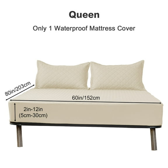 UPONRAY Queen Mattress Protector, Quilted Waterproof Mattress Protector with Deep Pocket up to 12 Inches, Soft Breathable Noiseless Bed Pad Topper, Queen Bed Cover for Home, Bedroom, Hotel (Beige)