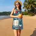 thumbnail image 3 of Balery France and Paris Vestidos de verano para mujer con estampado: vestido holgado sin mangas, vestido playero informal y cómodo para días calurosos., 3 of 7