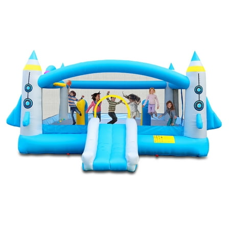 Multifunctional Jump 'n Slide Inflatable Bouncer for Kids Complete Setup with Blower - 198" x 180" Play Area - 96" Tall