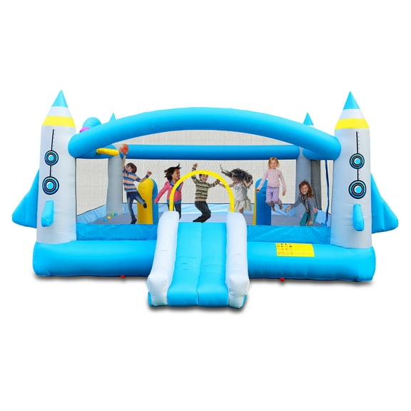 Multifunctional Jump 'n Slide Inflatable Bouncer for Kids Complete Setup with Blower - 198" x 180" Play Area - 96" Tall