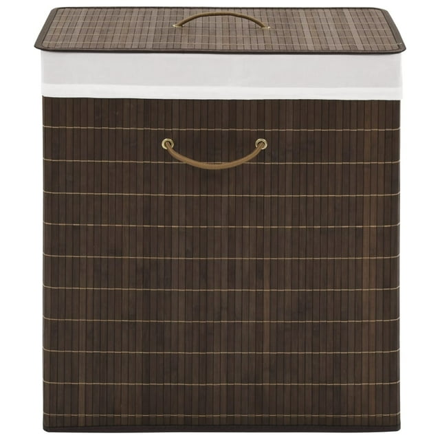 vidaXL Bac à Linge en Bambou Rectangulaire Brun Foncé