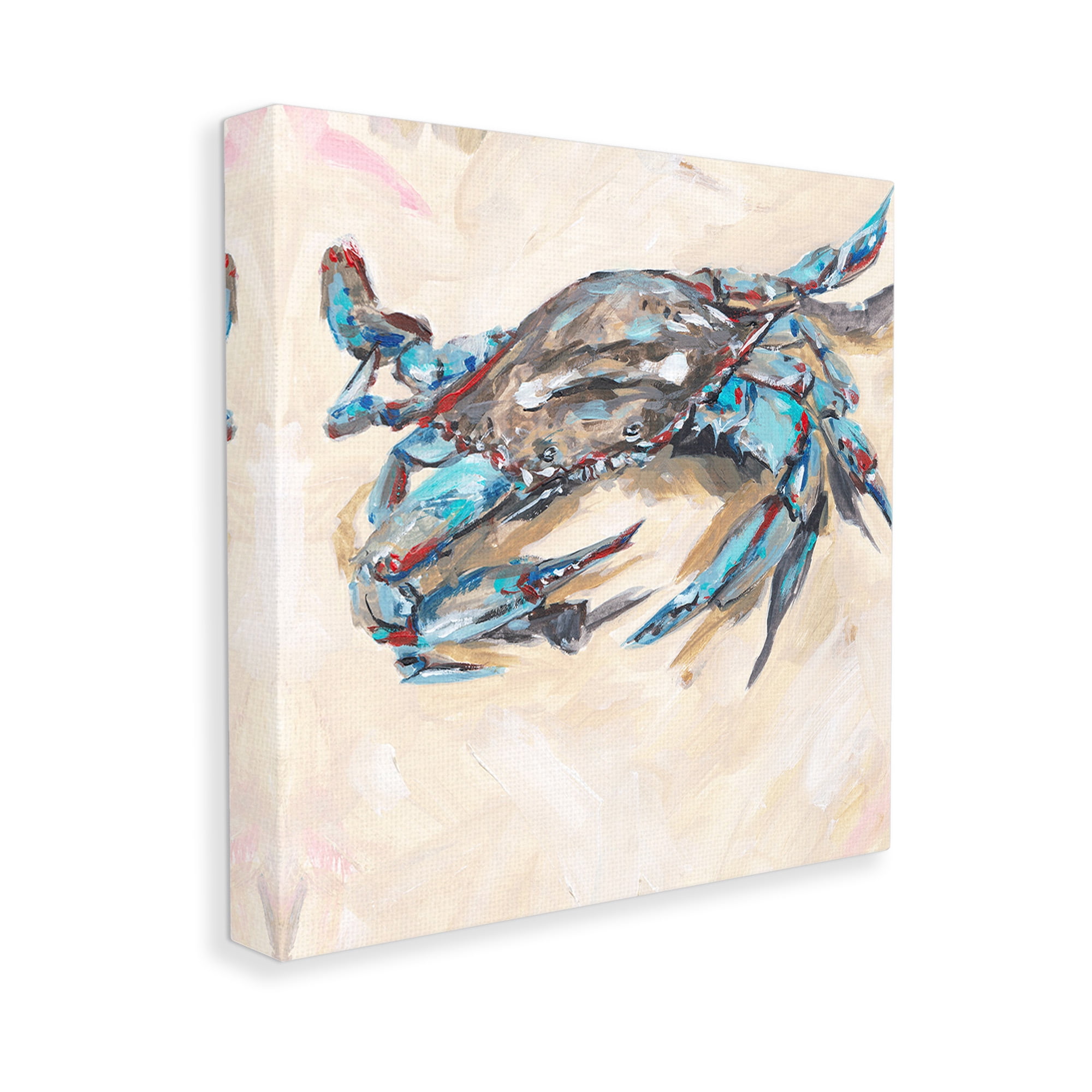 Stupell Industries Modern Blue Beach Crab Animals & Insects Painting Gallery Wrapped Canvas Art Print Wall Art, 17 x 17