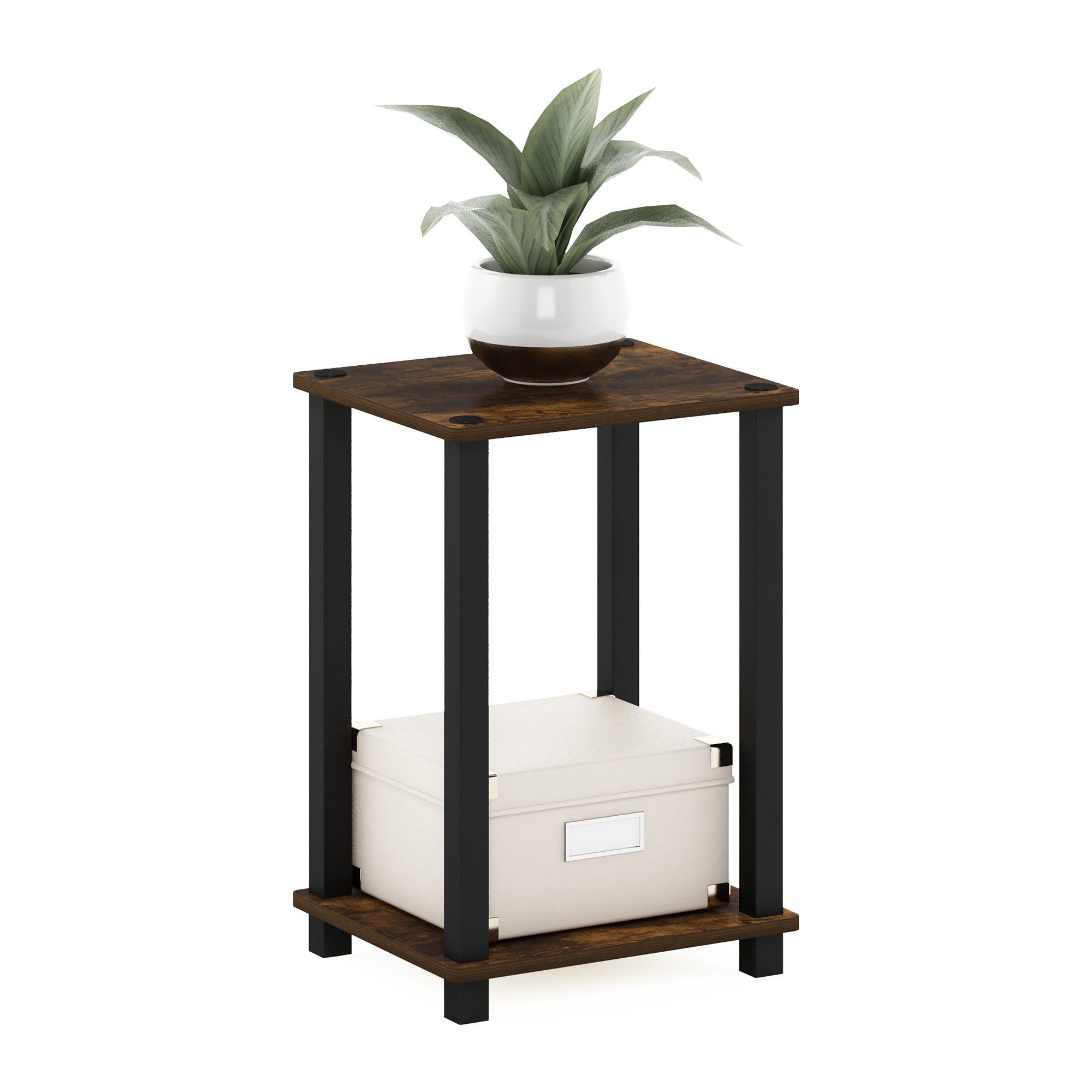 Furinno Simplistic End Table, Small, Amber Pine/Black