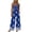 Blue, variant on PBFRDSJ Boho Jumpsuit for Women Smocked Bodice Floral Cami Wide Leg Jumpsuit Summer Sleeveless Square Neck Loose Rompers with Pockets
