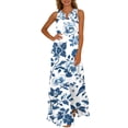 thumbnail image 2 of Nuoqisi Womens Summer Maxi Dress 2026 Casual V Neck Floral Sleeveless Sun Dress Trendy Beach Vacation Long Flowy Dresses, 2 of 8