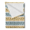 thumbnail image 2 of Gecko Soft Flannel Fleece Throw Blanket, Silhouettes of Lizards with Swirls and Dots on Horizontal Stripes, Cozy Plush for Indoor and Outdoor Use, 70" x 90", Sand Brown Pale Blue, by Ambesonne, 2 of 5