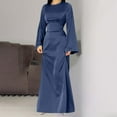 thumbnail image 6 of Women Dresses Women's High-end Satin Long Sleeved Loose Fitting Dress Elegant Temperament Evening Long Dress Cocktail Date Night Dressy Dress Blue S-2XL, 6 of 7