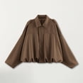 thumbnail image 2 of Unir Casual Suede Bomber Jacket for Women, Turn-Down Collar Long Sleeve, Elastic Hem Relaxed Fit Everyday Outerwear, 1 Piece, S-L, 2 of 4