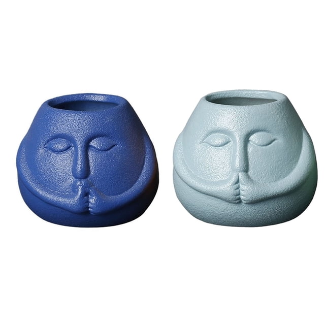 Macetas suculentas bonitas, macetas divertidas de cerámica moderna, decoración de estantería con soporte for TV, 2 uds.