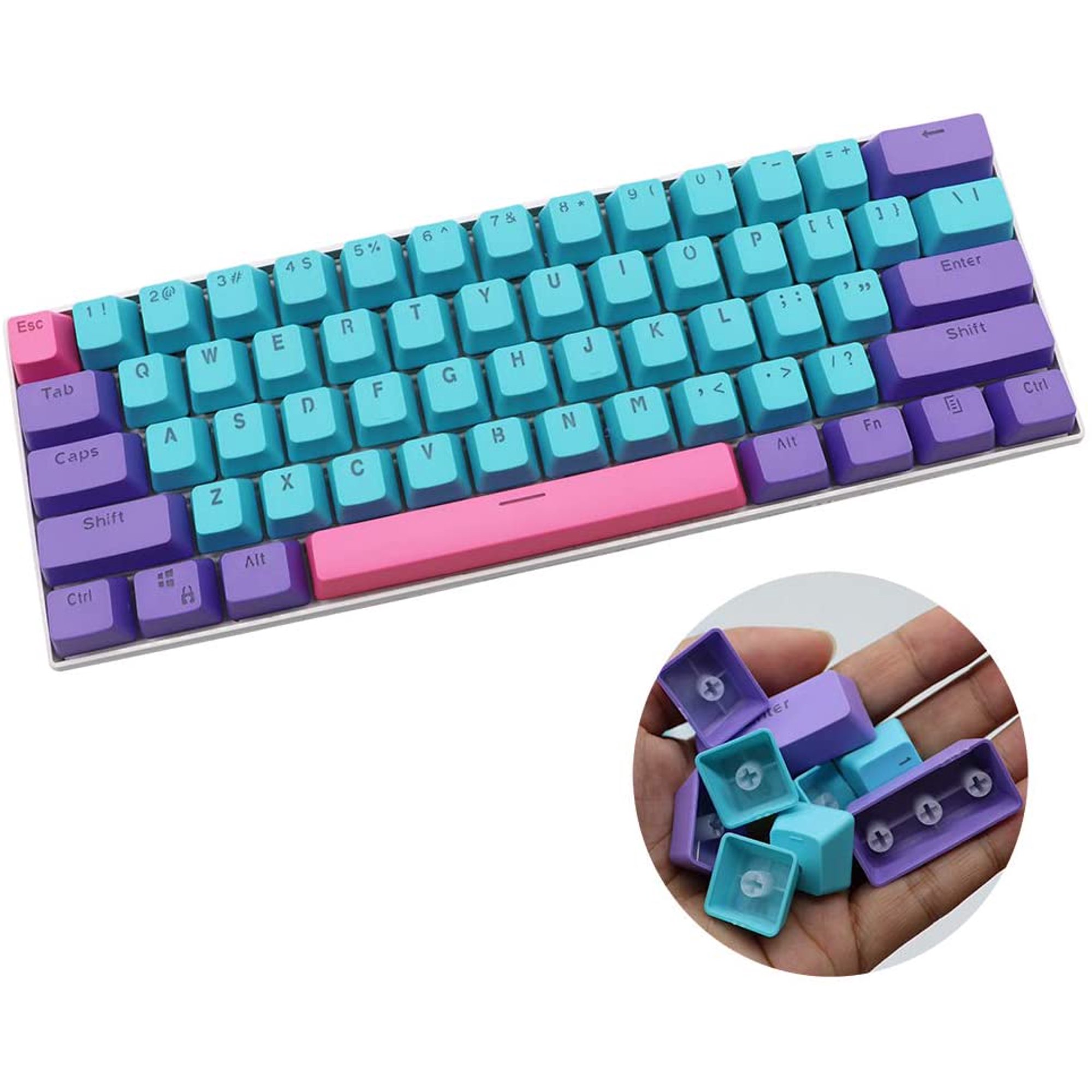Whysp 61 Pbt Keycaps Rgb Backlit Keycap For 60 Mechanical Gaming Keyboard Oem Profile Blue Keycaps With Key Puller Walmart Canada