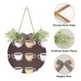 thumbnail image 2 of Cartoon Coffee Front Door Porch Decoration Hanging Sign with Artificial Green Plants and Bow for Home Outdoor Indoor, 2 of 7