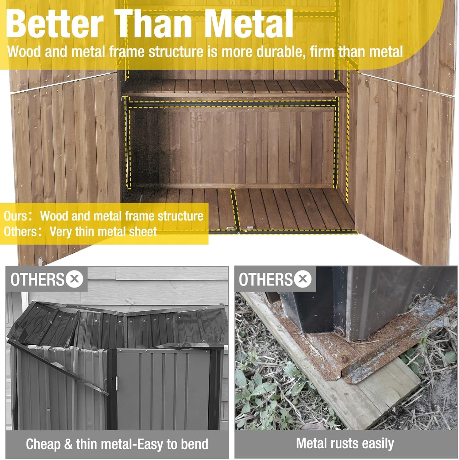 Aivituvin Outdoor Storage Shed Upgraded with Strong Metal Frame Garden Tool Shed Storage House Cabinet