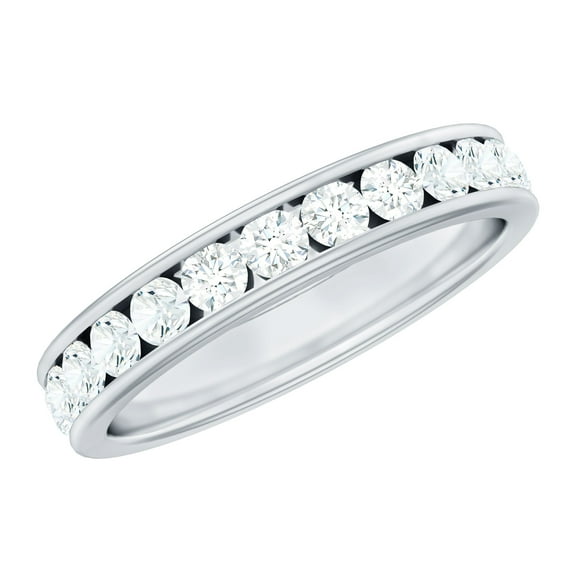 Rosec Jewels Moissanite Eternity Ring - Wedding Anniversary Ring - D-VS1 Grade Certified, 925 Sterling Silver, US 4.00