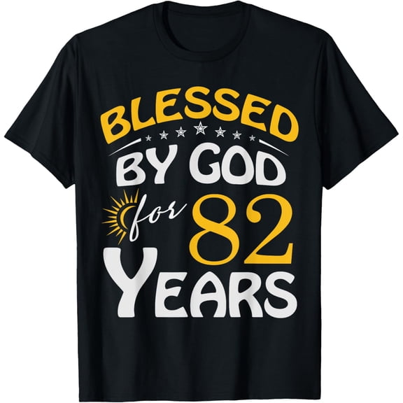 Vintage Blessed by God For 82 Years Old Happy 82nd Birthday T-Shirt