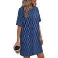 thumbnail image 4 of PADFRYBK Summer Dresses For Women Round Neck Casual Loose Dress Sleeveless Comfortable Skirt Short Sleeve Dresses Mid-Length Dresses With Pockets, 4 of 6
