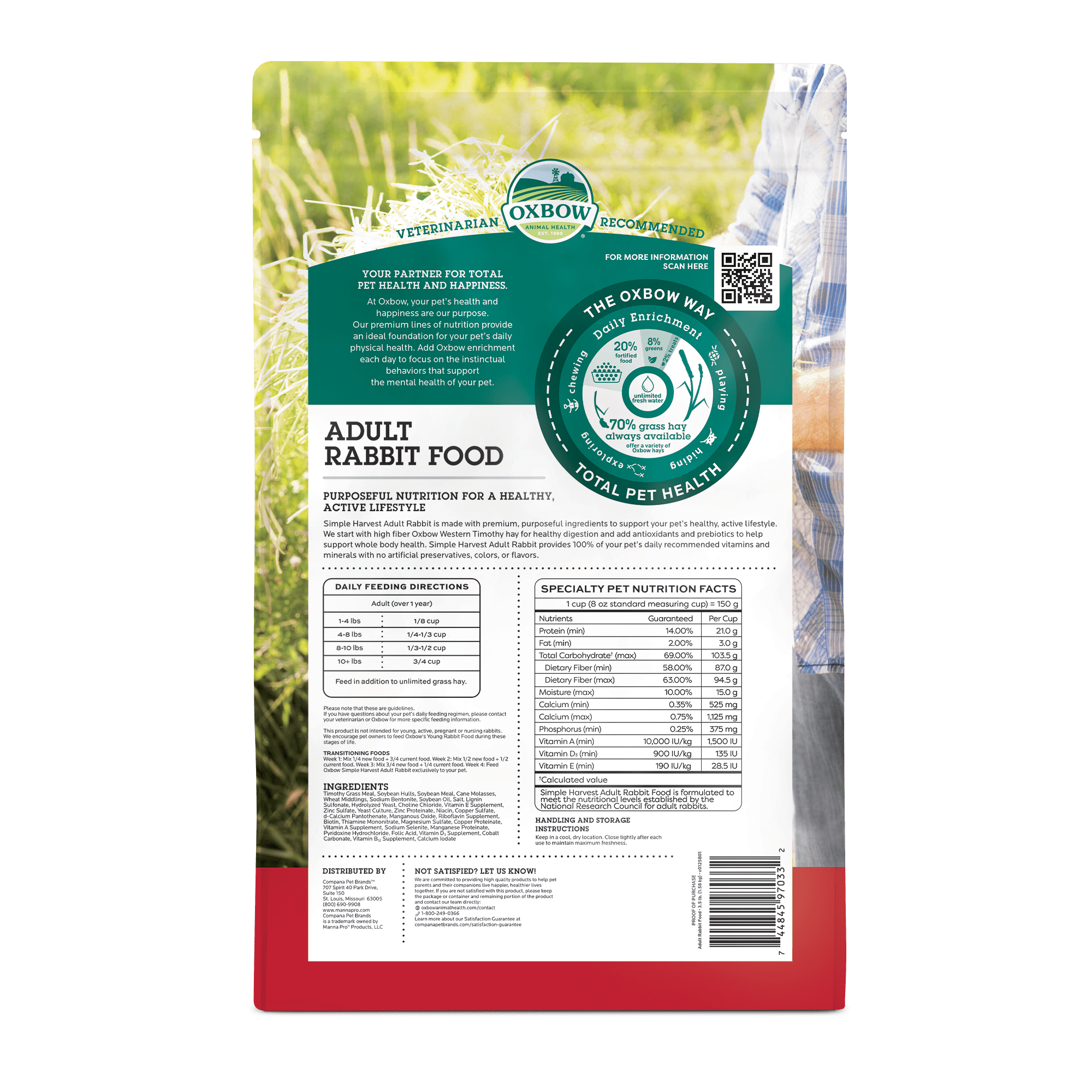 Oxbow Simple Harvest Adult Rabbit Food 3.5lb.