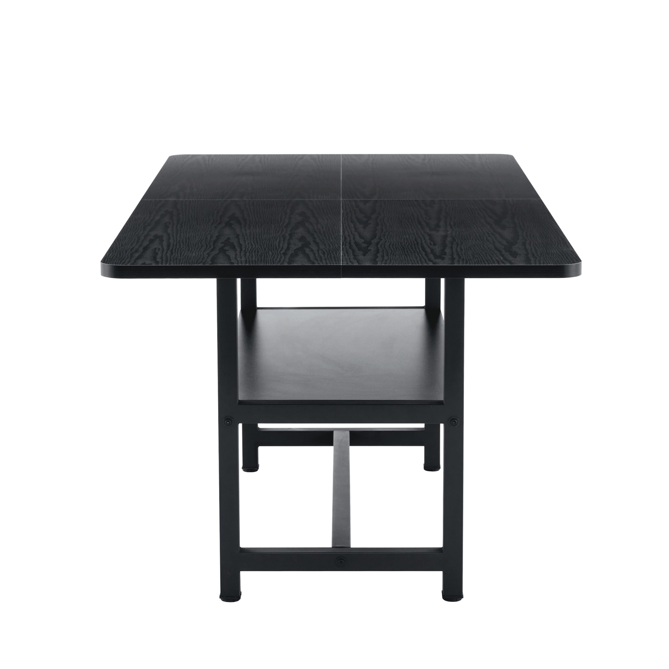 71" Dining Table, Minimalist Kitchen Table for 4-6, MDF Dinner Table with Metal Legs, for Kitchen, Dining Room, Black