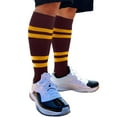 thumbnail image 3 of Couver Cotton Maroon Striped Softball Baseball Sports Knee High Tube Socks, Golden Yellow Medium, 3 of 7