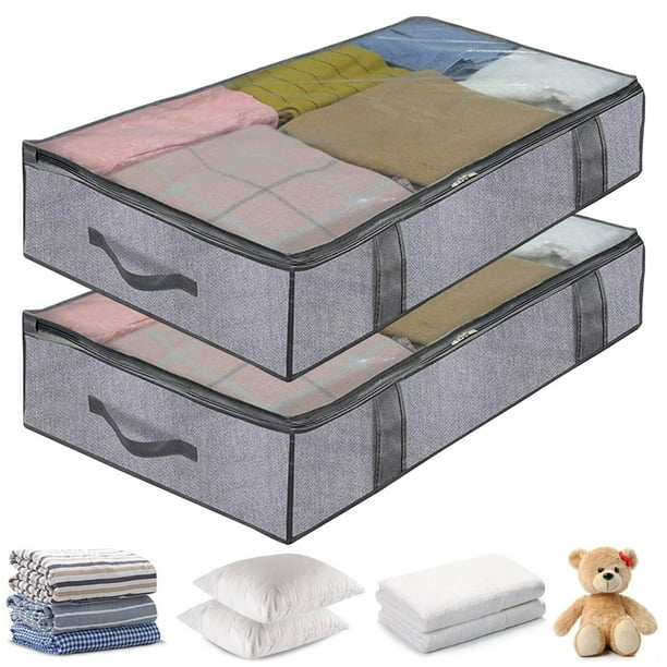 Under Bed Storage Bags 2Pack Underbed Clothing Organizer Clear Cover