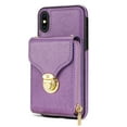 thumbnail image 5 of Nalacover Wallet Case for Apple iPhone XS / iPhone X,with Removable Adjustable Shoulder Strap,PU Leather Back Zipper Pocket Card Holder Stand Purse Shockproof Phone Case for Women Men,Purple, 5 of 10
