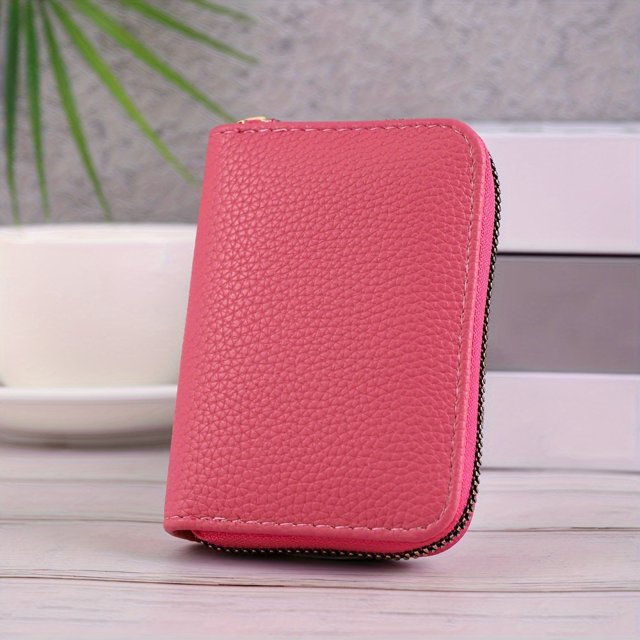 HLONK Multi Slots Credit Card Holder PU Leather Card Coin Purse Zipper Around Card Bag Wallet