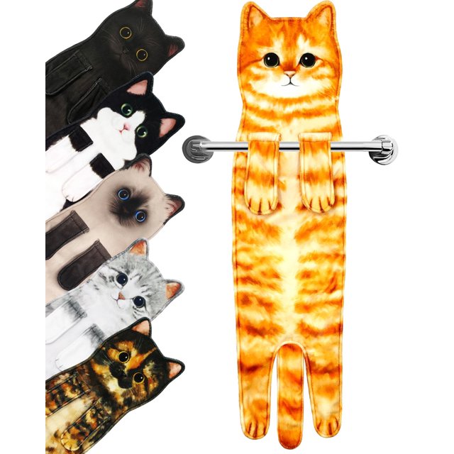 Toalla de mano PAT JUUMG Funny Cat para decoración de baño y cocina