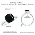 thumbnail image 5 of Rosec Jewels Cushion Cut Created Black Diamond Solitaire Ring with Diamond for Women (8 mm), 18K White Gold, US 13.00, 5 of 9