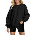 thumbnail image 2 of Aboser Chandails en Molleton à Col Rond pour Femmes, Pull-Over Décontracté Surdimensionné, Blouse Ample à Manches Longues, Tenues Automne 2024, 2 of 4