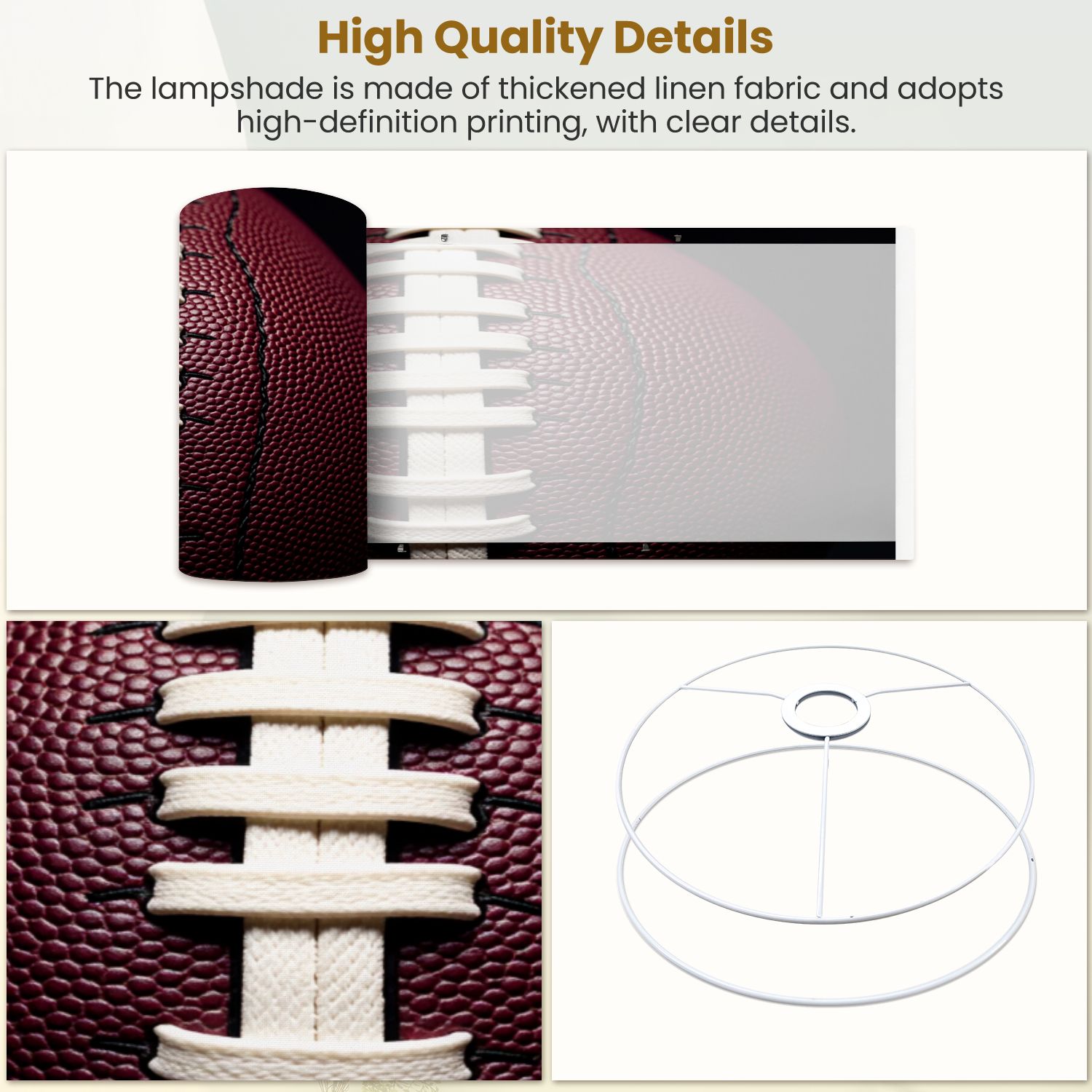Lampshades 2 Pack Close up lace football ball 13"x13"x10" Light Shade for Table Lamps Floor Lamps Drum Lamp Shades Lampshade Replacement Xmas Decoration for Sports Fan Easy Assembly