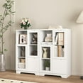 thumbnail image 5 of imerelez Wooden Floor Cabinet with 2 Glass Doors and Storage Space for Living Room, Bathroom, Entryway (White), 5 of 7